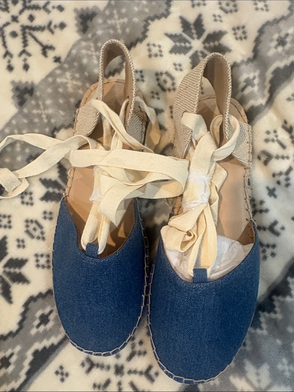 LOFT Denim Blue Lace-Up Espadrille Flats